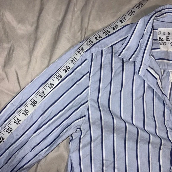 FRANK & EILEEN Joedy Button Down Women XS Blue Striped Cotton Woven In Italy - Picture 12 of 12